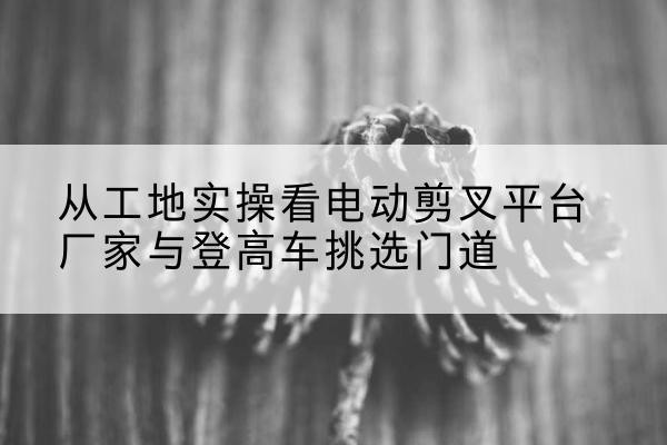 迭部电动剪叉升降平台厂家-从工地实操看电动剪叉平台厂家与登高车挑选门道